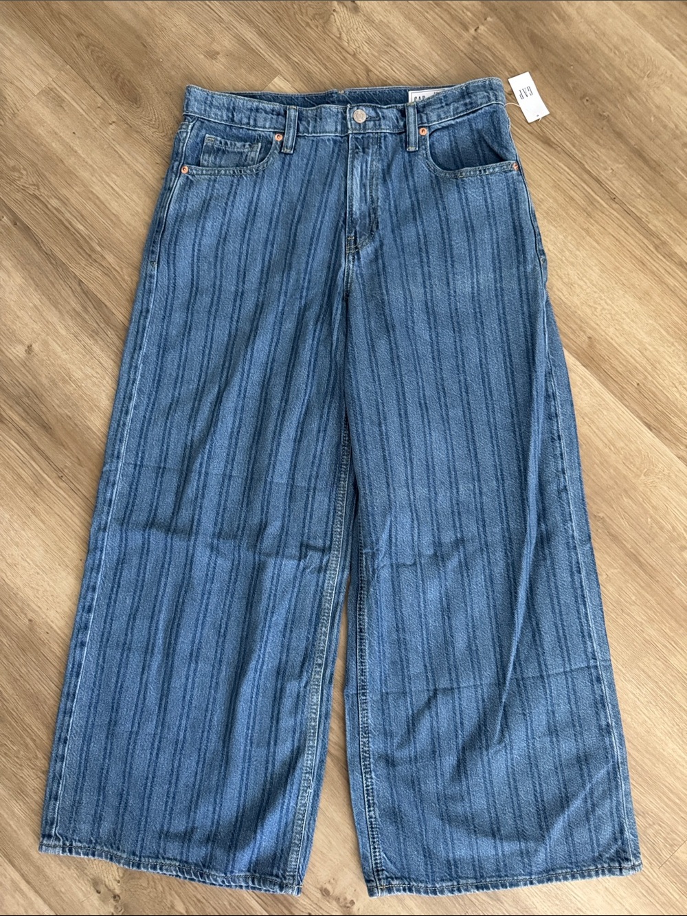 Wide Leg Striped Denim